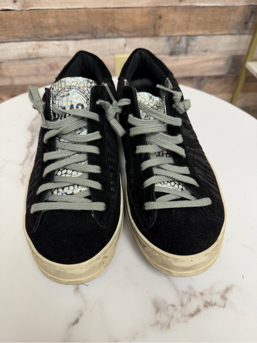 P448 black zebra suede and leather John low top 40
